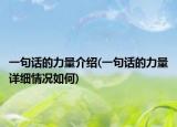 一句話的力量介紹(一句話的力量詳細(xì)情況如何)