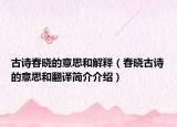 古詩春曉的意思和解釋（春曉古詩的意思和翻譯簡介介紹）