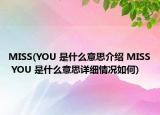 MISS(YOU 是什么意思介紹 MISS YOU 是什么意思詳細(xì)情況如何)