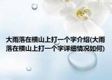 大雨落在橫山上打一個(gè)字介紹(大雨落在橫山上打一個(gè)字詳細(xì)情況如何)
