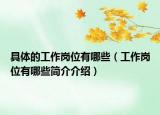 具體的工作崗位有哪些（工作崗位有哪些簡介介紹）