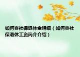 如何查社保退休金明細(xì)（如何查社保退休工資簡(jiǎn)介介紹）