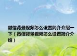 微信背景視頻怎么設(shè)置簡(jiǎn)介介紹一下（微信背景視頻怎么設(shè)置簡(jiǎn)介介紹）