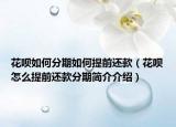 花唄如何分期如何提前還款（花唄怎么提前還款分期簡(jiǎn)介介紹）
