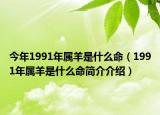 今年1991年屬羊是什么命（1991年屬羊是什么命簡(jiǎn)介介紹）