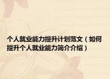 個(gè)人就業(yè)能力提升計(jì)劃范文（如何提升個(gè)人就業(yè)能力簡(jiǎn)介介紹）