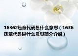 16362違章代碼是什么意思（1636違章代碼是什么意思簡介介紹）