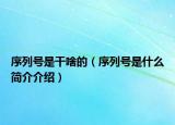 序列號是干啥的（序列號是什么簡介介紹）