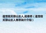 逢雪宿芙蓉山主人,的意思（逢雪宿芙蓉山主人意思簡(jiǎn)介介紹）