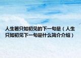 人生若只如初見的下一句是（人生只如初見下一句是什么簡(jiǎn)介介紹）