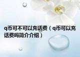 q幣可不可以充話費(fèi)（q幣可以充話費(fèi)嗎簡介介紹）