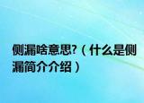 側(cè)漏啥意思?（什么是側(cè)漏簡介介紹）