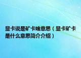 顯卡說是礦卡啥意思（顯卡礦卡是什么意思簡介介紹）