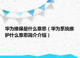 華為維保是什么意思（華為系統(tǒng)維護(hù)什么意思簡介介紹）