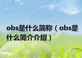 obs是什么簡稱（obs是什么簡介介紹）