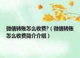 微信轉(zhuǎn)賬怎么收費(fèi)?（微信轉(zhuǎn)賬怎么收費(fèi)簡介介紹）