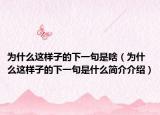 為什么這樣子的下一句是啥（為什么這樣子的下一句是什么簡介介紹）