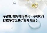 qq的打招呼如何關(guān)閉（手機(jī)QQ打招呼怎么關(guān)了簡介介紹）