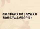 在哪個平臺發(fā)文章好（自己的文章發(fā)在什么平臺上好簡介介紹）