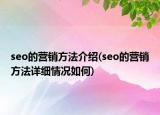 seo的營銷方法介紹(seo的營銷方法詳細(xì)情況如何)