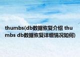 thumbs(db數據恢復介紹 thumbs db數據恢復詳細情況如何)