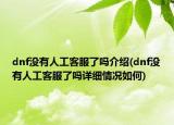 dnf沒(méi)有人工客服了嗎介紹(dnf沒(méi)有人工客服了嗎詳細(xì)情況如何)