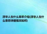 浮華人生什么意思介紹(浮華人生什么意思詳細情況如何)