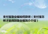 支付寶敬業(yè)福如何獲得（支付寶怎樣才能得到敬業(yè)福簡介介紹）