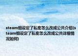 steam組設(shè)定了私密怎么改成公共介紹(steam組設(shè)定了私密怎么改成公共詳細情況如何)