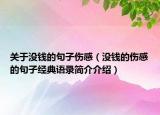 關(guān)于沒(méi)錢(qián)的句子傷感（沒(méi)錢(qián)的傷感的句子經(jīng)典語(yǔ)錄簡(jiǎn)介介紹）