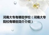 河南大專有哪些學校（河南大專院校有哪些簡介介紹）