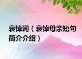 哀悼詞（哀悼母親短句簡介介紹）