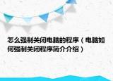 怎么強制關(guān)閉電腦的程序（電腦如何強制關(guān)閉程序簡介介紹）