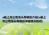 a股上市公司龍頭有哪些介紹(a股上市公司龍頭有哪些詳細情況如何)