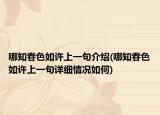 哪知春色如許上一句介紹(哪知春色如許上一句詳細(xì)情況如何)