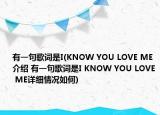 有一句歌詞是I(KNOW YOU LOVE ME介紹 有一句歌詞是I KNOW YOU LOVE ME詳細(xì)情況如何)