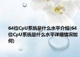 64位CpU系統(tǒng)是什么水平介紹(64位CpU系統(tǒng)是什么水平詳細(xì)情況如何)