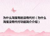 為什么淘寶有的沒有代付（為什么淘寶沒有代付功能簡(jiǎn)介介紹）
