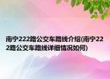 南寧222路公交車路線介紹(南寧222路公交車路線詳細(xì)情況如何)