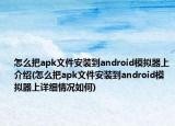 怎么把a(bǔ)pk文件安裝到android模擬器上介紹(怎么把a(bǔ)pk文件安裝到android模擬器上詳細(xì)情況如何)