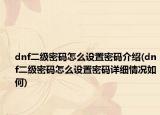 dnf二級密碼怎么設置密碼介紹(dnf二級密碼怎么設置密碼詳細情況如何)