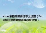 excel表格高級篩選怎么設置（Excel如何設置高級篩選簡介介紹）