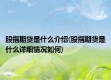 股指期貨是什么介紹(股指期貨是什么詳細(xì)情況如何)