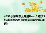 4399小游戲怎么開(kāi)啟flash介紹(4399小游戲怎么開(kāi)啟flash詳細(xì)情況如何)