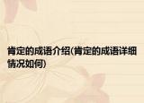 肯定的成語介紹(肯定的成語詳細(xì)情況如何)