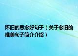 懷舊的思念好句子（關(guān)于念舊的唯美句子簡(jiǎn)介介紹）