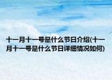 十一月十一號(hào)是什么節(jié)日介紹(十一月十一號(hào)是什么節(jié)日詳細(xì)情況如何)