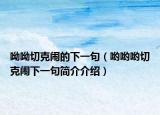 呦呦切克鬧的下一句（喲喲喲切克鬧下一句簡(jiǎn)介介紹）
