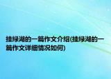 掛綠湖的一篇作文介紹(掛綠湖的一篇作文詳細情況如何)