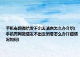 手機有網(wǎng)微信發(fā)不出去消息怎么辦介紹(手機有網(wǎng)微信發(fā)不出去消息怎么辦詳細情況如何)